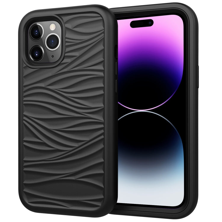 Wave Pattern 3 in 1 Silicone + PC Phone Case, For iPhone 15 Pro Max, For iPhone 15 Pro, For iPhone 15 Plus