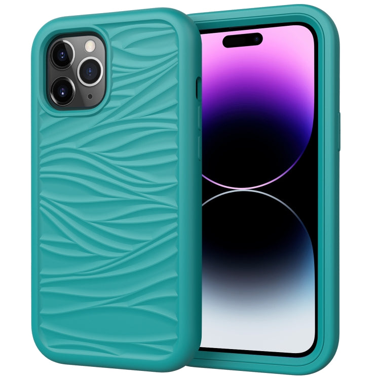 Wave Pattern 3 in 1 Silicone + PC Phone Case, For iPhone 15 Pro Max, For iPhone 15 Pro, For iPhone 15 Plus