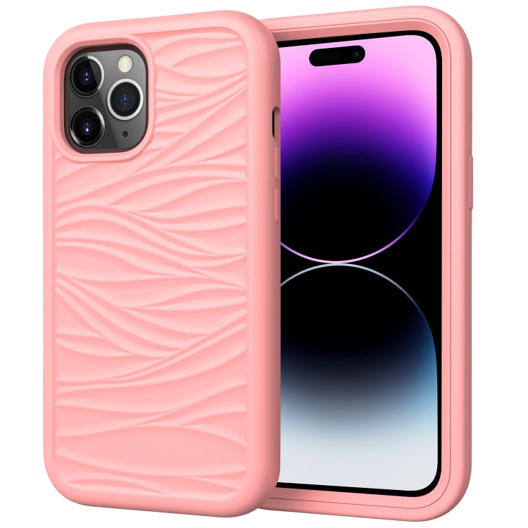 Wave Pattern 3 in 1 Silicone + PC Phone Case, For iPhone 15 Pro Max, For iPhone 15 Pro, For iPhone 15 Plus, For iPhone 15