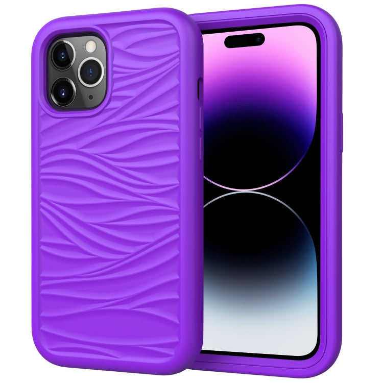 Wave Pattern 3 in 1 Silicone + PC Phone Case, For iPhone 15 Pro Max, For iPhone 15 Pro, For iPhone 15 Plus, For iPhone 15