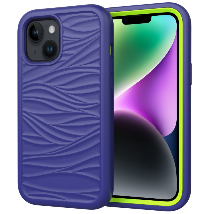 Wave Pattern 3 in 1 Silicone + PC Phone Case, For iPhone 15 Pro Max, For iPhone 15 Pro, For iPhone 15 Plus