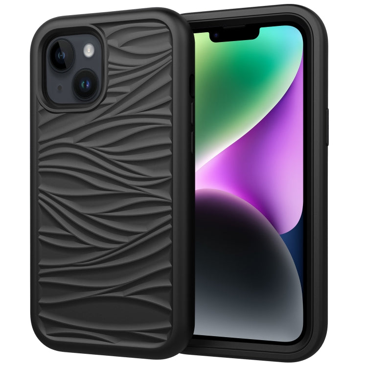 Wave Pattern 3 in 1 Silicone + PC Phone Case, For iPhone 15 Pro Max, For iPhone 15 Pro, For iPhone 15 Plus