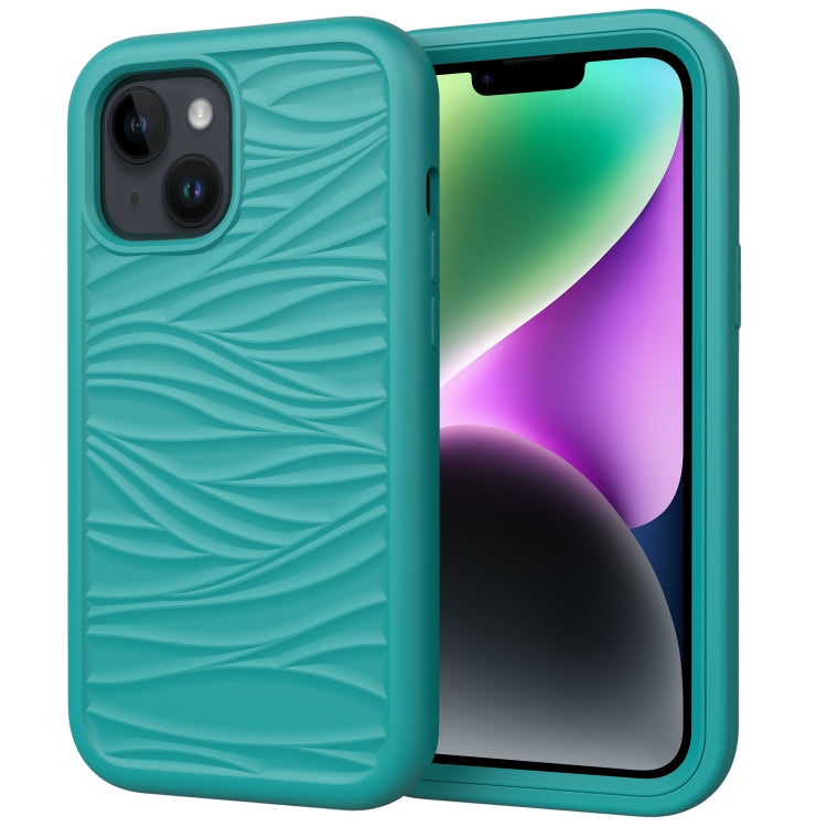 Wave Pattern 3 in 1 Silicone + PC Phone Case, For iPhone 15 Pro Max, For iPhone 15 Pro, For iPhone 15 Plus