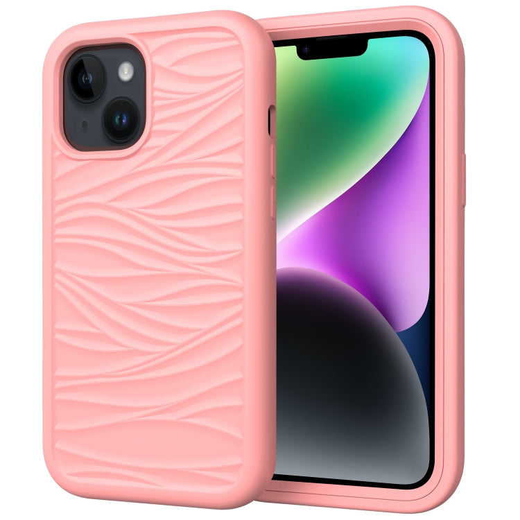 Wave Pattern 3 in 1 Silicone + PC Phone Case, For iPhone 15 Pro Max, For iPhone 15 Pro, For iPhone 15 Plus