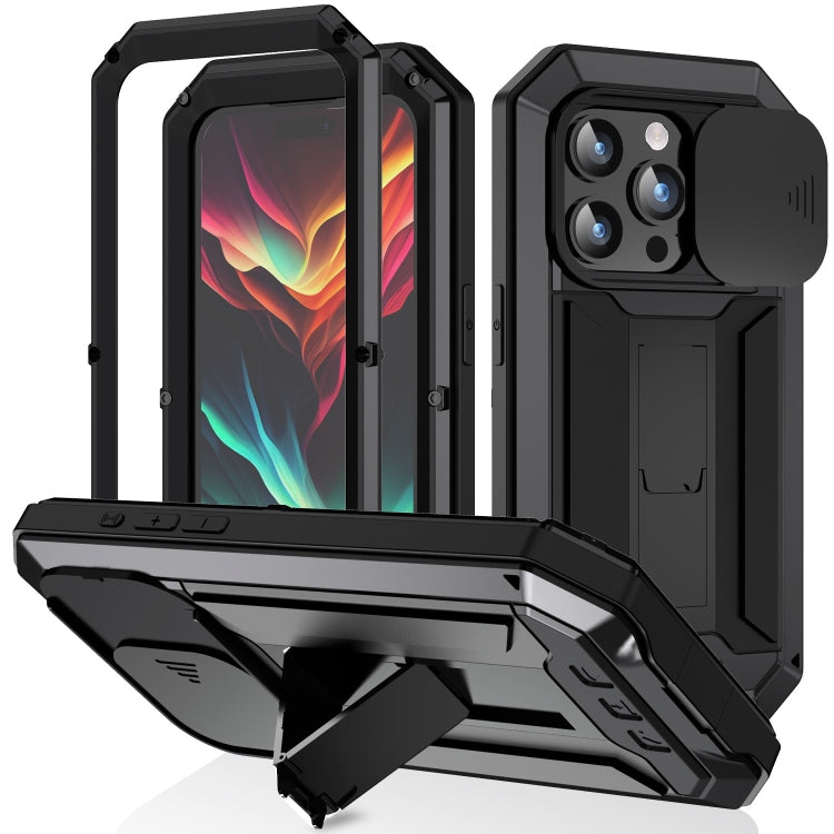 R-JUST Sliding Camera IP54 Life Waterproof Holder Phone Case, For iPhone 15 Pro, For iPhone 15 Plus, For iPhone 15
