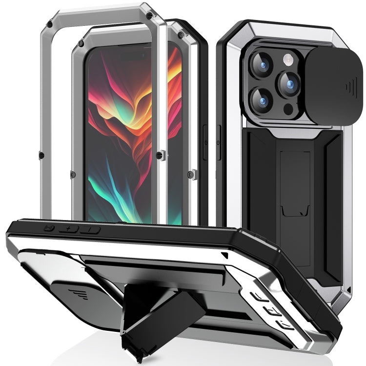 R-JUST Sliding Camera IP54 Life Waterproof Holder Phone Case, For iPhone 15 Pro, For iPhone 15 Plus, For iPhone 15