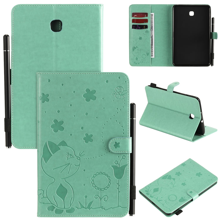 Cat Bee Embossing Pattern Shockproof Table PC Protective Case with Holder & Card Slots & Wallet & Pen Slot, For Samsung Galaxy Tab A8.0 (2018) T387, For Samsung Galaxy Tab A10.1 (2019) T510, For Samsung Galaxy Tab E9.6 T560