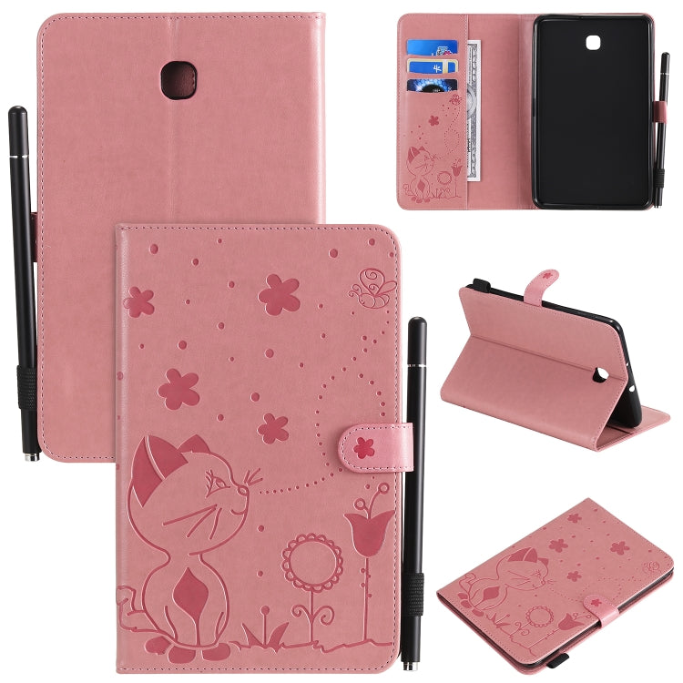 Cat Bee Embossing Pattern Shockproof Table PC Protective Case with Holder & Card Slots & Wallet & Pen Slot, For Samsung Galaxy Tab A8.0 (2018) T387, For Samsung Galaxy Tab A10.1 (2019) T510, For Samsung Galaxy Tab E9.6 T560