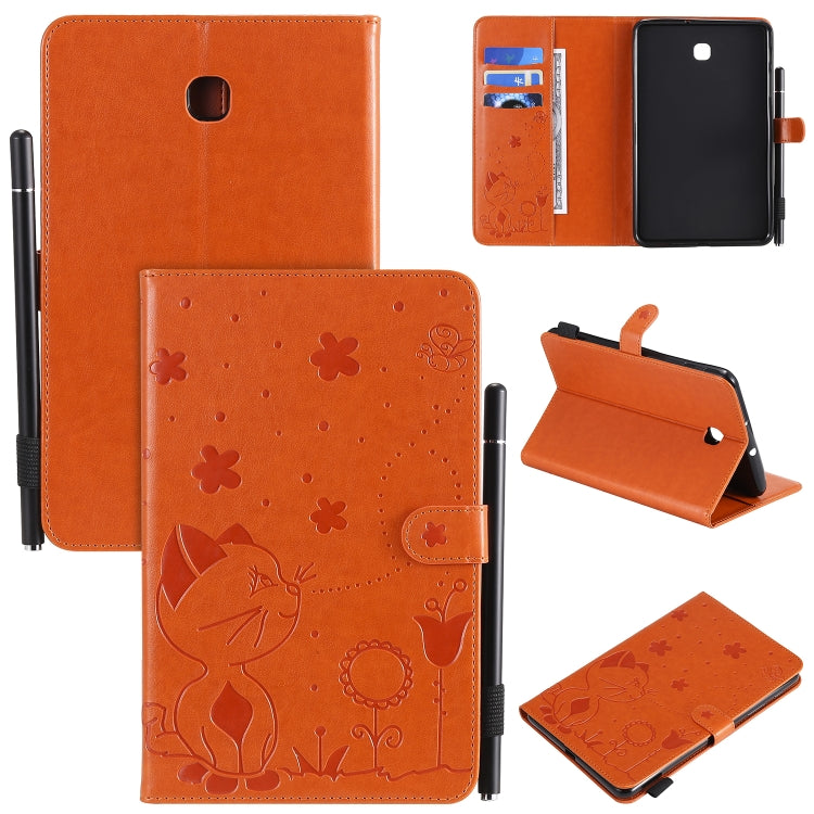 Cat Bee Embossing Pattern Shockproof Table PC Protective Case with Holder & Card Slots & Wallet & Pen Slot, For Samsung Galaxy Tab A8.0 (2018) T387, For Samsung Galaxy Tab A10.1 (2019) T510, For Samsung Galaxy Tab E9.6 T560