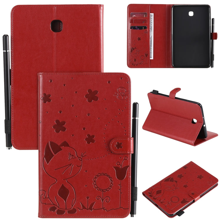Cat Bee Embossing Pattern Shockproof Table PC Protective Case with Holder & Card Slots & Wallet & Pen Slot, For Samsung Galaxy Tab A8.0 (2018) T387, For Samsung Galaxy Tab A10.1 (2019) T510, For Samsung Galaxy Tab E9.6 T560