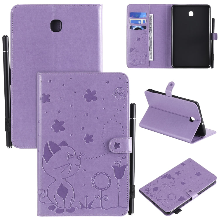 Cat Bee Embossing Pattern Shockproof Table PC Protective Case with Holder & Card Slots & Wallet & Pen Slot, For Samsung Galaxy Tab A8.0 (2018) T387, For Samsung Galaxy Tab A10.1 (2019) T510, For Samsung Galaxy Tab E9.6 T560