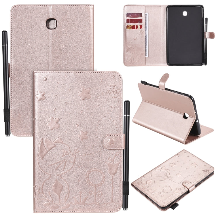 Cat Bee Embossing Pattern Shockproof Table PC Protective Case with Holder & Card Slots & Wallet & Pen Slot, For Samsung Galaxy Tab A8.0 (2018) T387, For Samsung Galaxy Tab A10.1 (2019) T510, For Samsung Galaxy Tab E9.6 T560