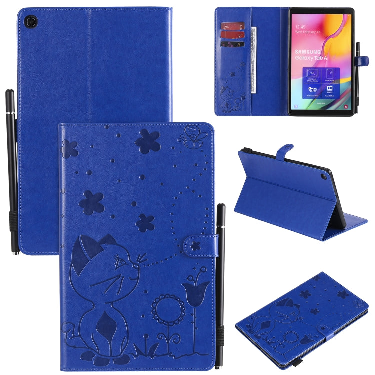 Cat Bee Embossing Pattern Shockproof Table PC Protective Case with Holder & Card Slots & Wallet & Pen Slot, For Samsung Galaxy Tab A8.0 (2018) T387, For Samsung Galaxy Tab A10.1 (2019) T510, For Samsung Galaxy Tab E9.6 T560