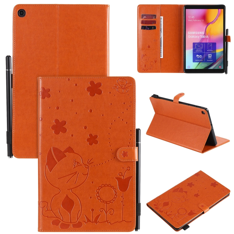 Cat Bee Embossing Pattern Shockproof Table PC Protective Case with Holder & Card Slots & Wallet & Pen Slot, For Samsung Galaxy Tab A8.0 (2018) T387, For Samsung Galaxy Tab A10.1 (2019) T510, For Samsung Galaxy Tab E9.6 T560