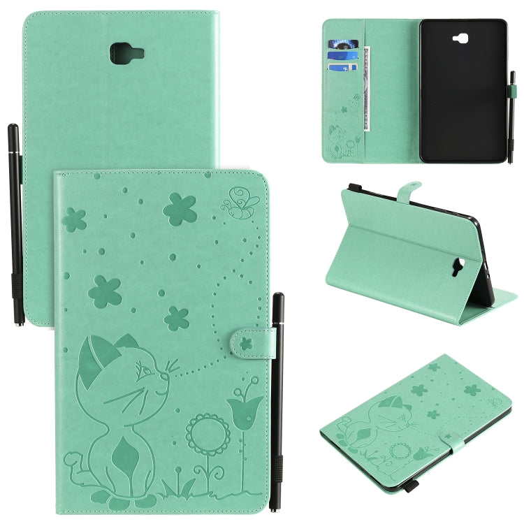 Cat Bee Embossing Pattern Shockproof Table PC Protective Case with Holder & Card Slots & Wallet & Pen Slot, For Samsung Galaxy Tab A10.1 (2016) T580