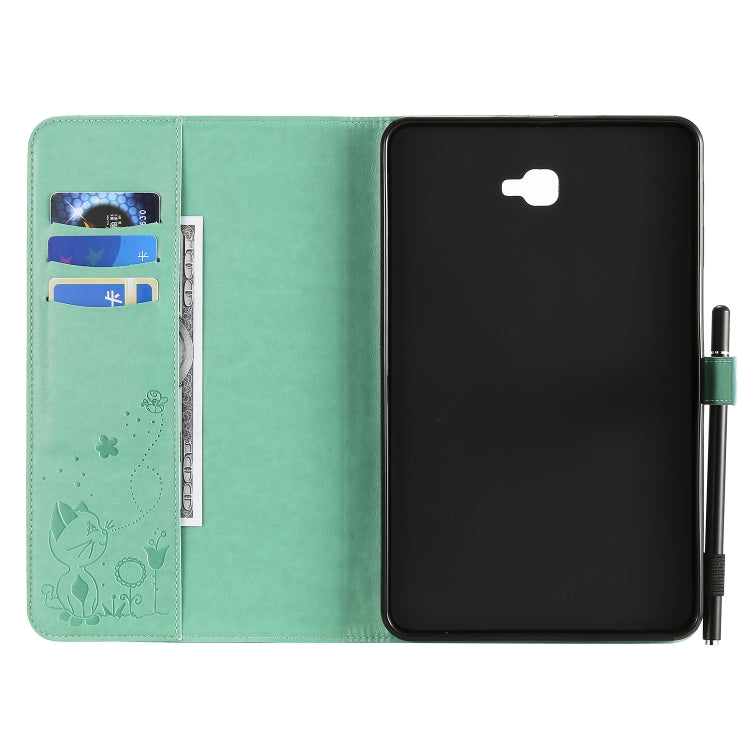 Cat Bee Embossing Pattern Shockproof Table PC Protective Case with Holder & Card Slots & Wallet & Pen Slot, For Samsung Galaxy Tab A10.1 (2016) T580