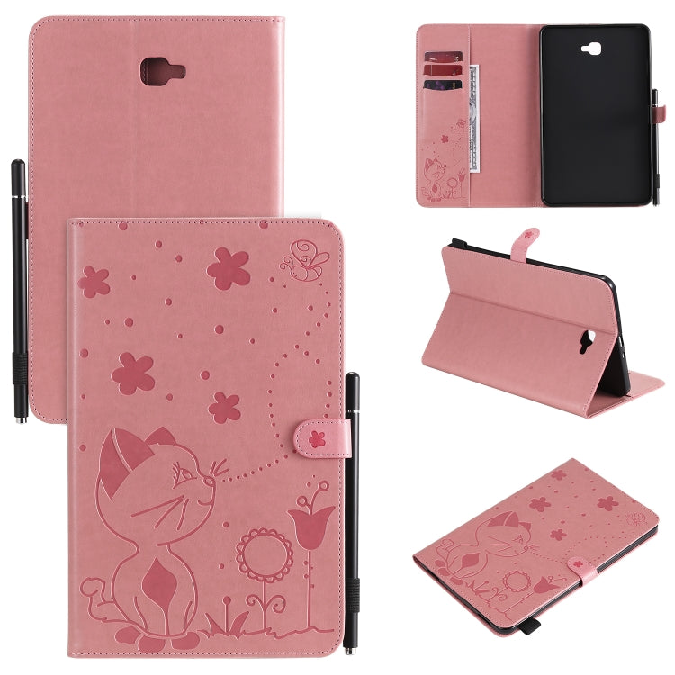 Cat Bee Embossing Pattern Shockproof Table PC Protective Case with Holder & Card Slots & Wallet & Pen Slot, For Samsung Galaxy Tab A10.1 (2016) T580