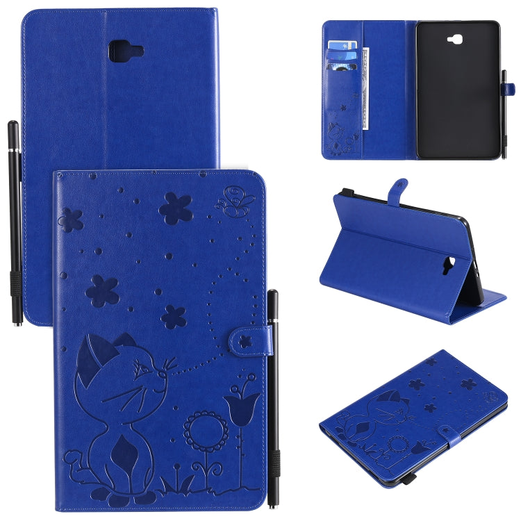 Cat Bee Embossing Pattern Shockproof Table PC Protective Case with Holder & Card Slots & Wallet & Pen Slot, For Samsung Galaxy Tab A10.1 (2016) T580