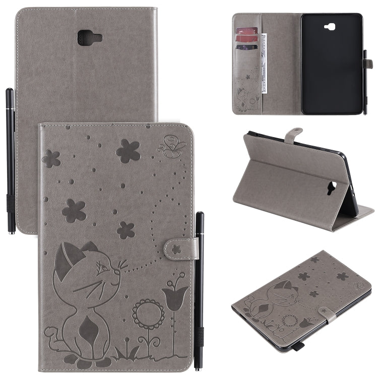 Cat Bee Embossing Pattern Shockproof Table PC Protective Case with Holder & Card Slots & Wallet & Pen Slot, For Samsung Galaxy Tab A10.1 (2016) T580