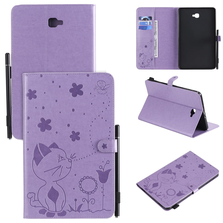 Cat Bee Embossing Pattern Shockproof Table PC Protective Case with Holder & Card Slots & Wallet & Pen Slot, For Samsung Galaxy Tab A10.1 (2016) T580