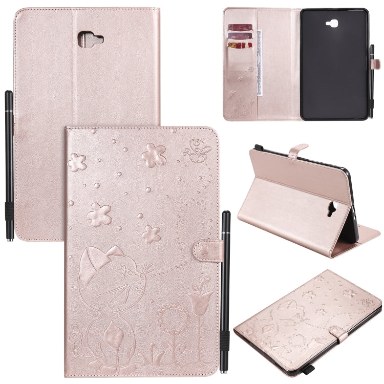 Cat Bee Embossing Pattern Shockproof Table PC Protective Case with Holder & Card Slots & Wallet & Pen Slot, For Samsung Galaxy Tab A10.1 (2016) T580