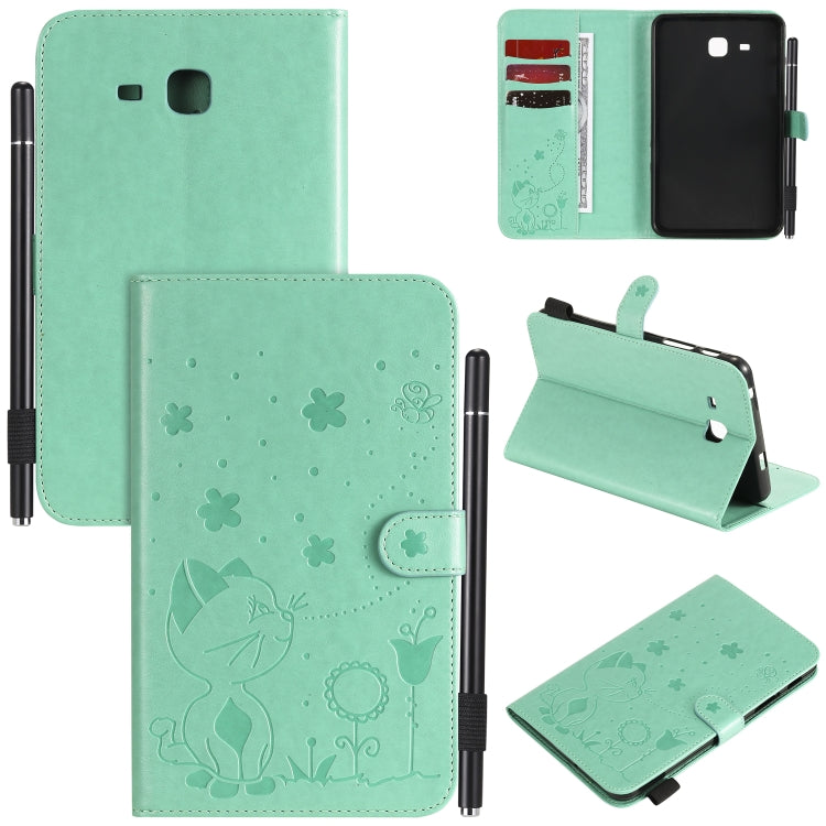 Cat Bee Embossing Pattern Shockproof Table PC Protective Case with Holder & Card Slots & Wallet & Pen Slot & Wake-up / Sleep Function, For Samsung Galaxy Tab A7.0 (2016) T280, For Samsung Galaxy Tab A8.0 (2015) T350, For Samsung Galaxy Tab A9.7 T550