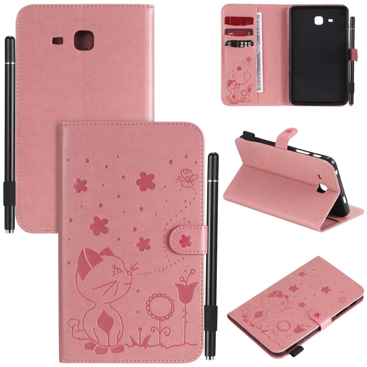 Cat Bee Embossing Pattern Shockproof Table PC Protective Case with Holder & Card Slots & Wallet & Pen Slot & Wake-up / Sleep Function, For Samsung Galaxy Tab A7.0 (2016) T280, For Samsung Galaxy Tab A8.0 (2015) T350, For Samsung Galaxy Tab A9.7 T550
