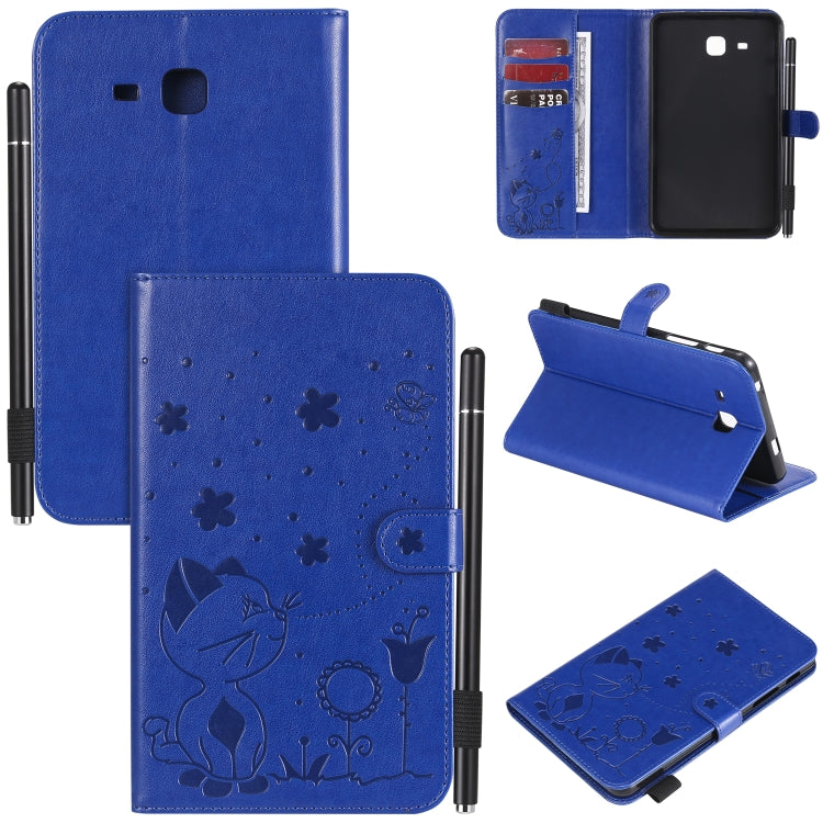 Cat Bee Embossing Pattern Shockproof Table PC Protective Case with Holder & Card Slots & Wallet & Pen Slot & Wake-up / Sleep Function, For Samsung Galaxy Tab A7.0 (2016) T280, For Samsung Galaxy Tab A8.0 (2015) T350, For Samsung Galaxy Tab A9.7 T550
