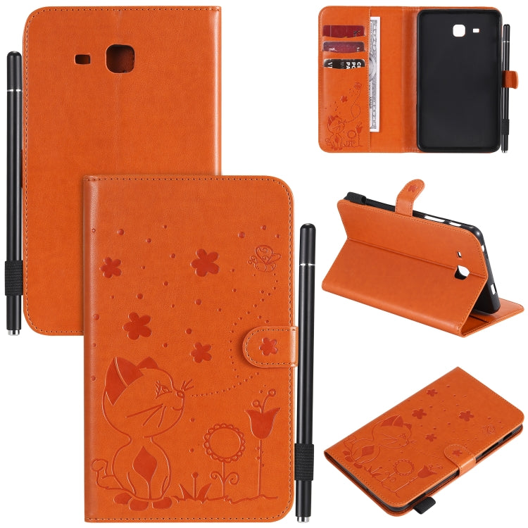 Cat Bee Embossing Pattern Shockproof Table PC Protective Case with Holder & Card Slots & Wallet & Pen Slot & Wake-up / Sleep Function, For Samsung Galaxy Tab A7.0 (2016) T280, For Samsung Galaxy Tab A8.0 (2015) T350, For Samsung Galaxy Tab A9.7 T550
