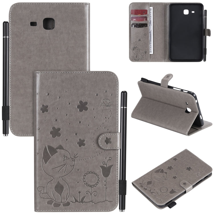 Cat Bee Embossing Pattern Shockproof Table PC Protective Case with Holder & Card Slots & Wallet & Pen Slot & Wake-up / Sleep Function, For Samsung Galaxy Tab A7.0 (2016) T280, For Samsung Galaxy Tab A8.0 (2015) T350, For Samsung Galaxy Tab A9.7 T550