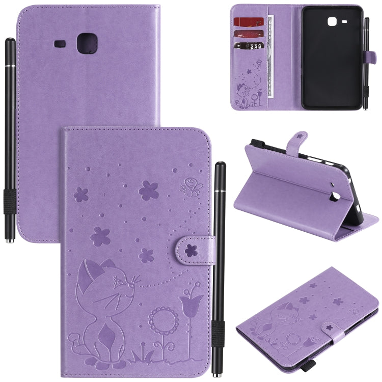 Cat Bee Embossing Pattern Shockproof Table PC Protective Case with Holder & Card Slots & Wallet & Pen Slot & Wake-up / Sleep Function, For Samsung Galaxy Tab A7.0 (2016) T280, For Samsung Galaxy Tab A8.0 (2015) T350, For Samsung Galaxy Tab A9.7 T550