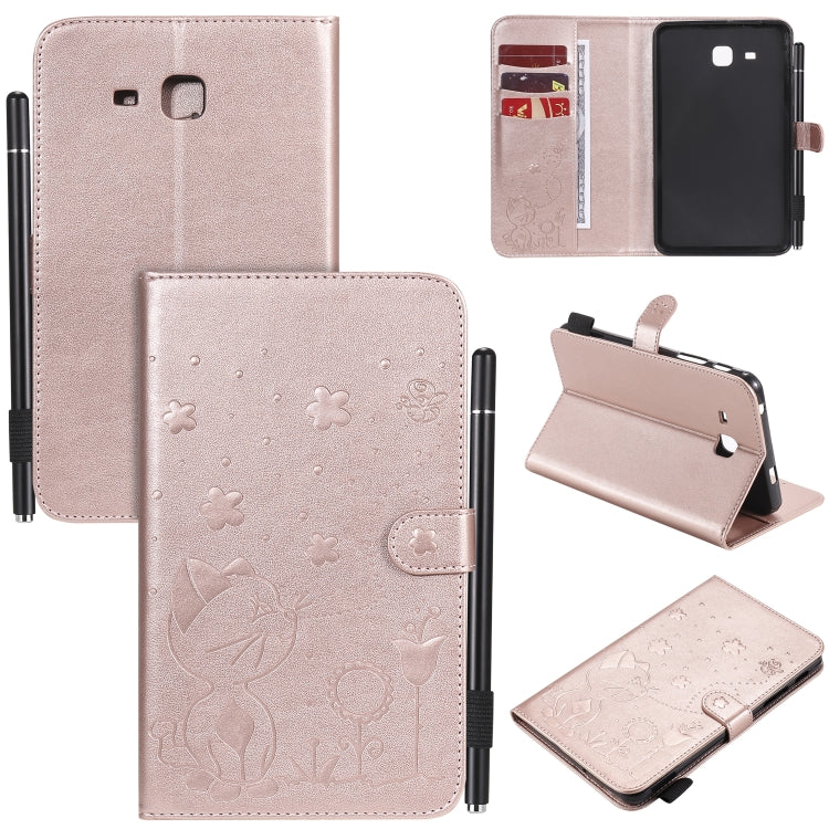Cat Bee Embossing Pattern Shockproof Table PC Protective Case with Holder & Card Slots & Wallet & Pen Slot & Wake-up / Sleep Function, For Samsung Galaxy Tab A7.0 (2016) T280, For Samsung Galaxy Tab A8.0 (2015) T350, For Samsung Galaxy Tab A9.7 T550