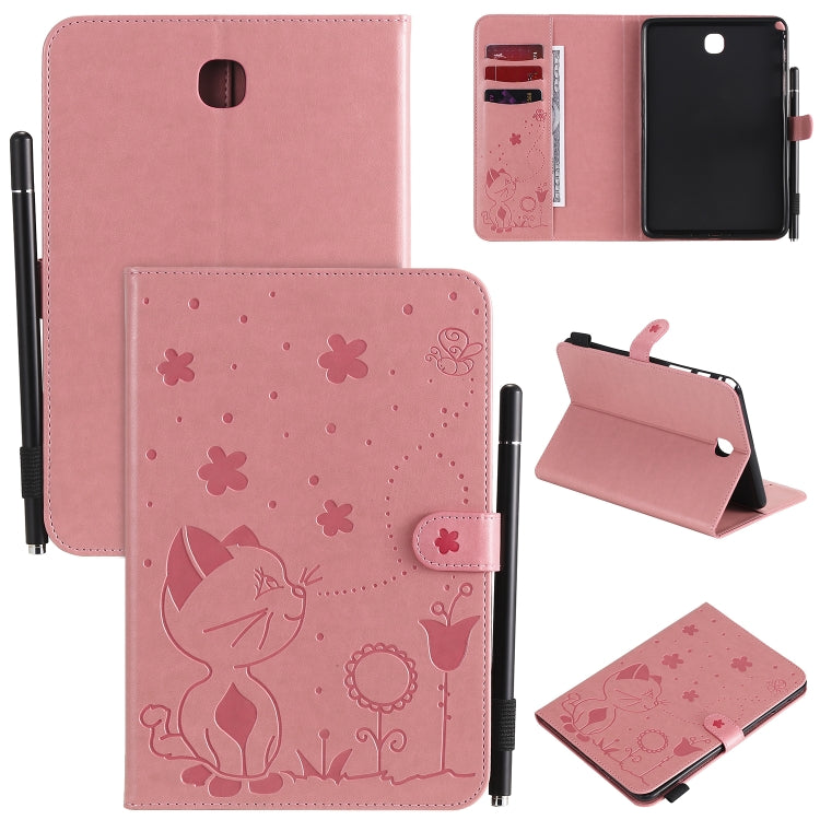 Cat Bee Embossing Pattern Shockproof Table PC Protective Case with Holder & Card Slots & Wallet & Pen Slot & Wake-up / Sleep Function, For Samsung Galaxy Tab A7.0 (2016) T280, For Samsung Galaxy Tab A8.0 (2015) T350, For Samsung Galaxy Tab A9.7 T550
