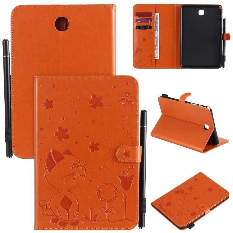 Cat Bee Embossing Pattern Shockproof Table PC Protective Case with Holder & Card Slots & Wallet & Pen Slot & Wake-up / Sleep Function, For Samsung Galaxy Tab A7.0 (2016) T280, For Samsung Galaxy Tab A8.0 (2015) T350, For Samsung Galaxy Tab A9.7 T550