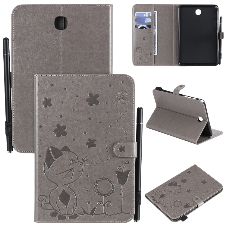 Cat Bee Embossing Pattern Shockproof Table PC Protective Case with Holder & Card Slots & Wallet & Pen Slot & Wake-up / Sleep Function, For Samsung Galaxy Tab A7.0 (2016) T280, For Samsung Galaxy Tab A8.0 (2015) T350, For Samsung Galaxy Tab A9.7 T550