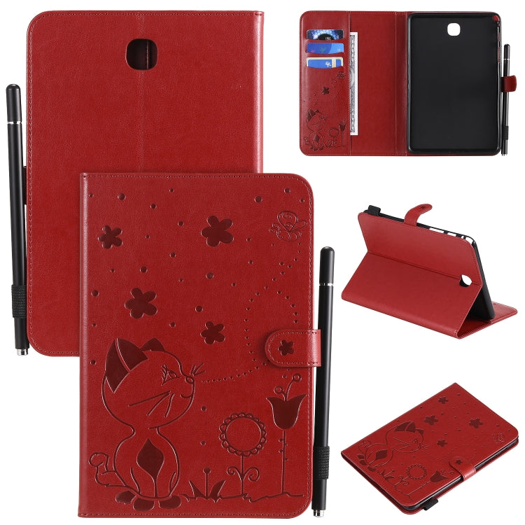 Cat Bee Embossing Pattern Shockproof Table PC Protective Case with Holder & Card Slots & Wallet & Pen Slot & Wake-up / Sleep Function, For Samsung Galaxy Tab A7.0 (2016) T280, For Samsung Galaxy Tab A8.0 (2015) T350, For Samsung Galaxy Tab A9.7 T550