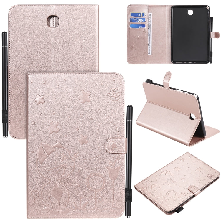 Cat Bee Embossing Pattern Shockproof Table PC Protective Case with Holder & Card Slots & Wallet & Pen Slot & Wake-up / Sleep Function, For Samsung Galaxy Tab A7.0 (2016) T280, For Samsung Galaxy Tab A8.0 (2015) T350, For Samsung Galaxy Tab A9.7 T550