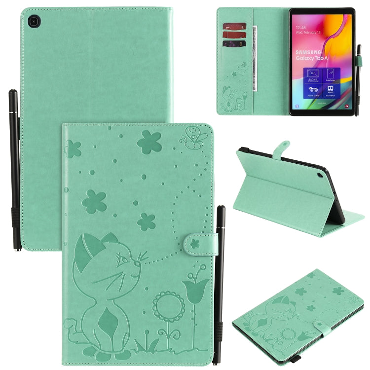 Cat Bee Embossing Pattern Shockproof Table PC Protective Case with Holder & Card Slots & Wallet & Pen Slot & Wake-up / Sleep Function, For Samsung Galaxy Tab A7.0 (2016) T280, For Samsung Galaxy Tab A8.0 (2015) T350, For Samsung Galaxy Tab A9.7 T550