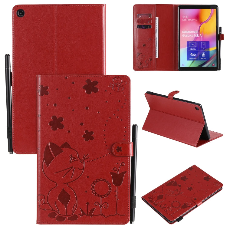Cat Bee Embossing Pattern Shockproof Table PC Protective Case with Holder & Card Slots & Wallet & Pen Slot & Wake-up / Sleep Function, For Samsung Galaxy Tab A7.0 (2016) T280, For Samsung Galaxy Tab A8.0 (2015) T350, For Samsung Galaxy Tab A9.7 T550