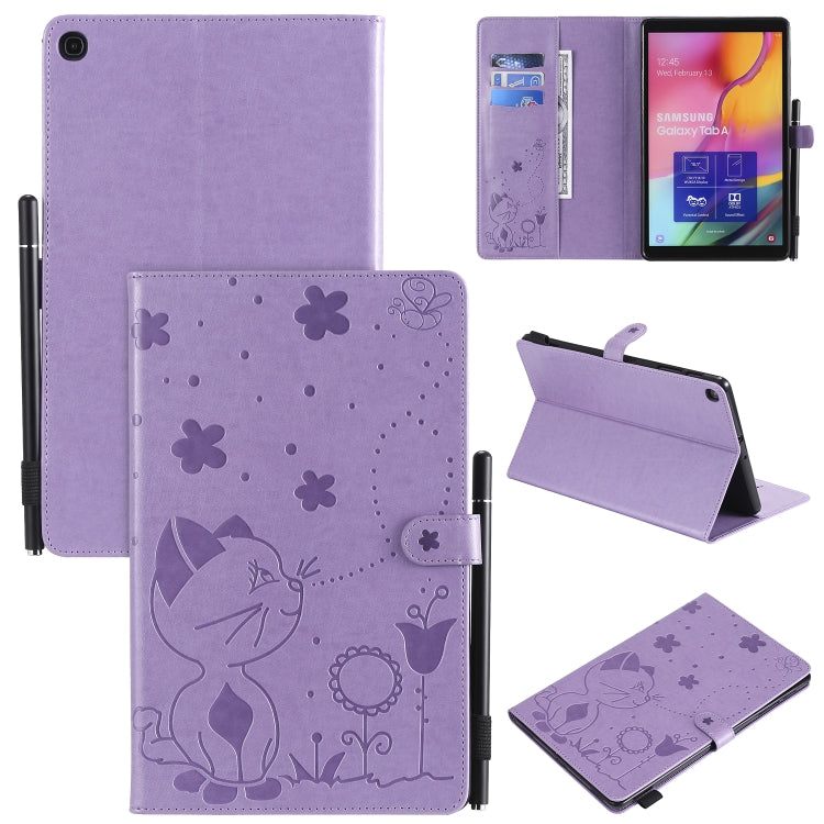Cat Bee Embossing Pattern Shockproof Table PC Protective Case with Holder & Card Slots & Wallet & Pen Slot & Wake-up / Sleep Function, For Samsung Galaxy Tab A7.0 (2016) T280, For Samsung Galaxy Tab A8.0 (2015) T350, For Samsung Galaxy Tab A9.7 T550