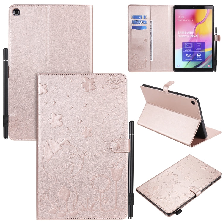 Cat Bee Embossing Pattern Shockproof Table PC Protective Case with Holder & Card Slots & Wallet & Pen Slot & Wake-up / Sleep Function, For Samsung Galaxy Tab A7.0 (2016) T280, For Samsung Galaxy Tab A8.0 (2015) T350, For Samsung Galaxy Tab A9.7 T550