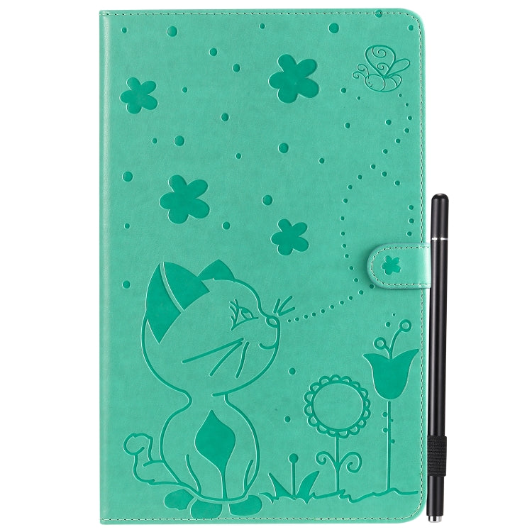 Cat Bee Embossing Pattern Shockproof Table PC Protective Case with Holder & Card Slots & Wallet & Pen Slot & Wake-up / Sleep Function, For Samsung Galaxy Tab A10.5 T590 / T595, For Samsung Galaxy Tab S5e T720 / T725