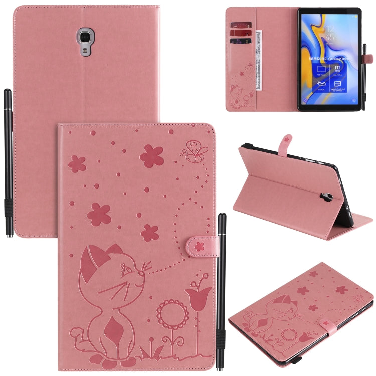 Cat Bee Embossing Pattern Shockproof Table PC Protective Case with Holder & Card Slots & Wallet & Pen Slot & Wake-up / Sleep Function, For Samsung Galaxy Tab A10.5 T590 / T595, For Samsung Galaxy Tab S5e T720 / T725