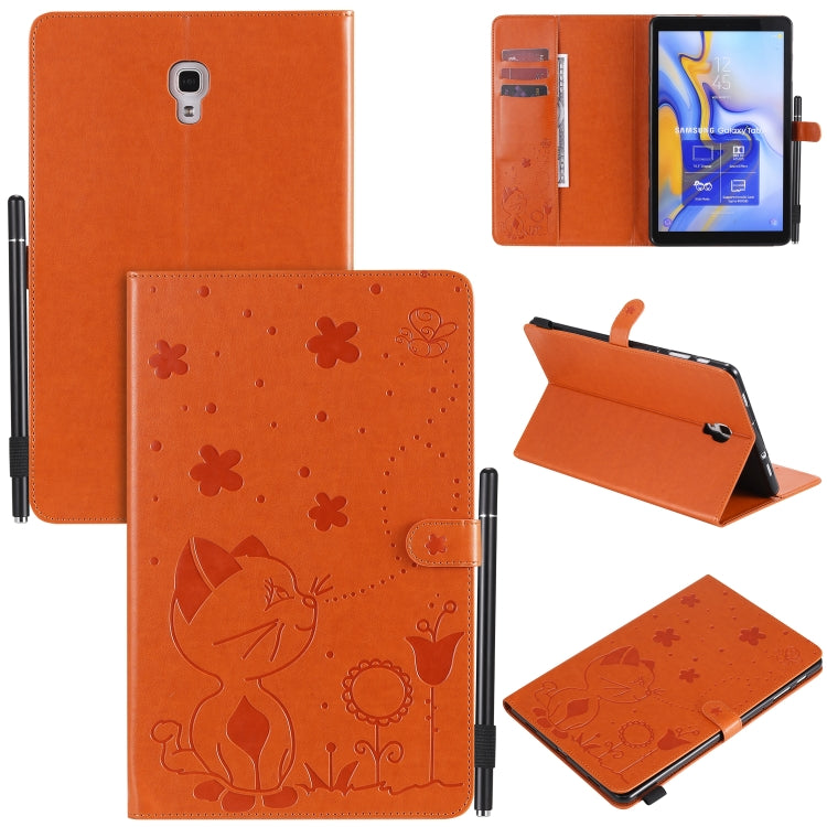 Cat Bee Embossing Pattern Shockproof Table PC Protective Case with Holder & Card Slots & Wallet & Pen Slot & Wake-up / Sleep Function, For Samsung Galaxy Tab A10.5 T590 / T595, For Samsung Galaxy Tab S5e T720 / T725