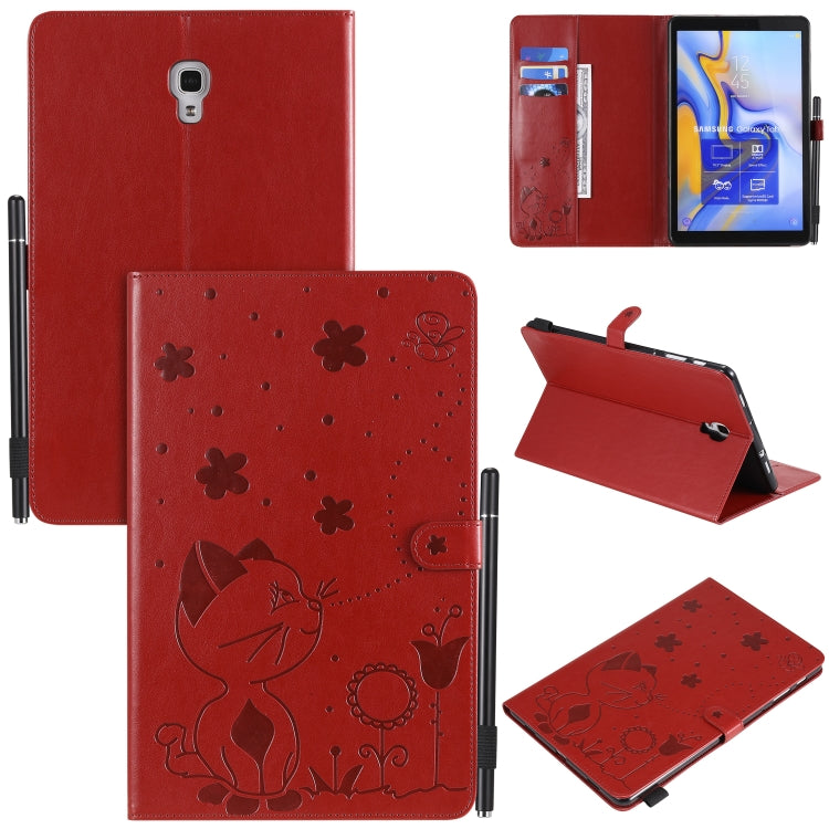 Cat Bee Embossing Pattern Shockproof Table PC Protective Case with Holder & Card Slots & Wallet & Pen Slot & Wake-up / Sleep Function, For Samsung Galaxy Tab A10.5 T590 / T595, For Samsung Galaxy Tab S5e T720 / T725