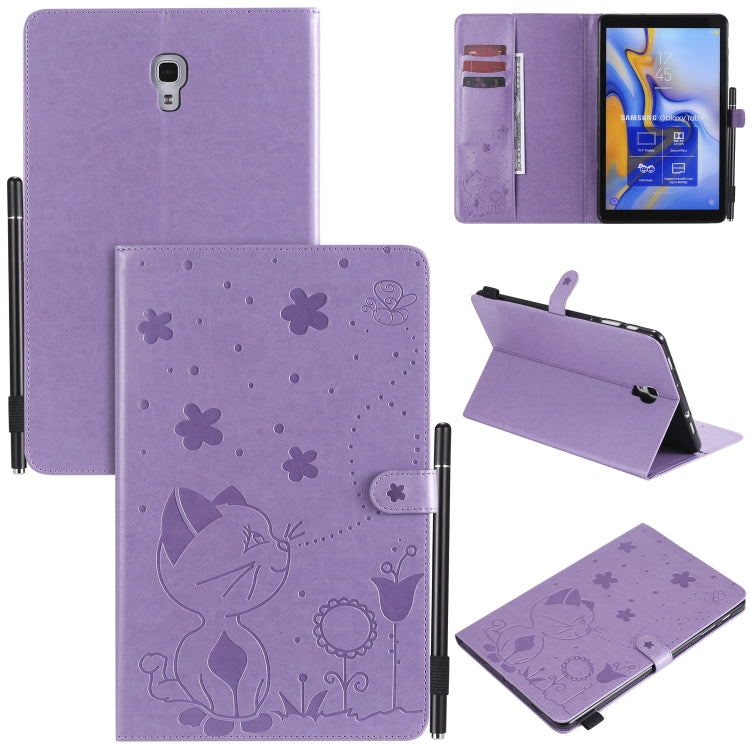 Cat Bee Embossing Pattern Shockproof Table PC Protective Case with Holder & Card Slots & Wallet & Pen Slot & Wake-up / Sleep Function, For Samsung Galaxy Tab A10.5 T590 / T595, For Samsung Galaxy Tab S5e T720 / T725