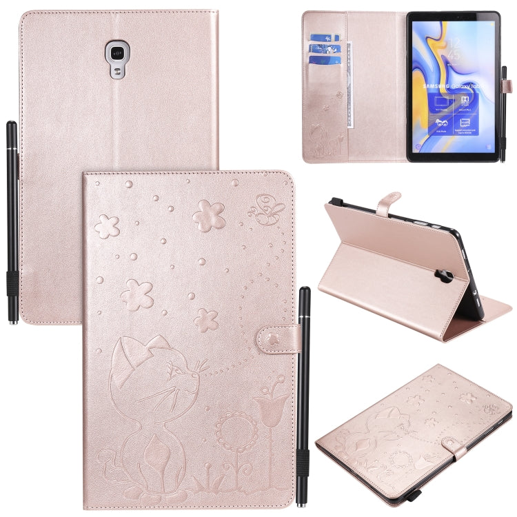 Cat Bee Embossing Pattern Shockproof Table PC Protective Case with Holder & Card Slots & Wallet & Pen Slot & Wake-up / Sleep Function, For Samsung Galaxy Tab A10.5 T590 / T595, For Samsung Galaxy Tab S5e T720 / T725