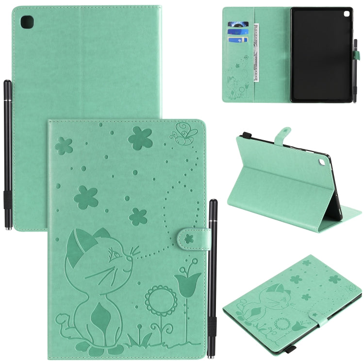 Cat Bee Embossing Pattern Shockproof Table PC Protective Case with Holder & Card Slots & Wallet & Pen Slot & Wake-up / Sleep Function, For Samsung Galaxy Tab A10.5 T590 / T595, For Samsung Galaxy Tab S5e T720 / T725