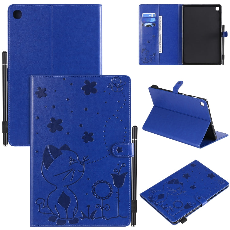 Cat Bee Embossing Pattern Shockproof Table PC Protective Case with Holder & Card Slots & Wallet & Pen Slot & Wake-up / Sleep Function, For Samsung Galaxy Tab A10.5 T590 / T595, For Samsung Galaxy Tab S5e T720 / T725