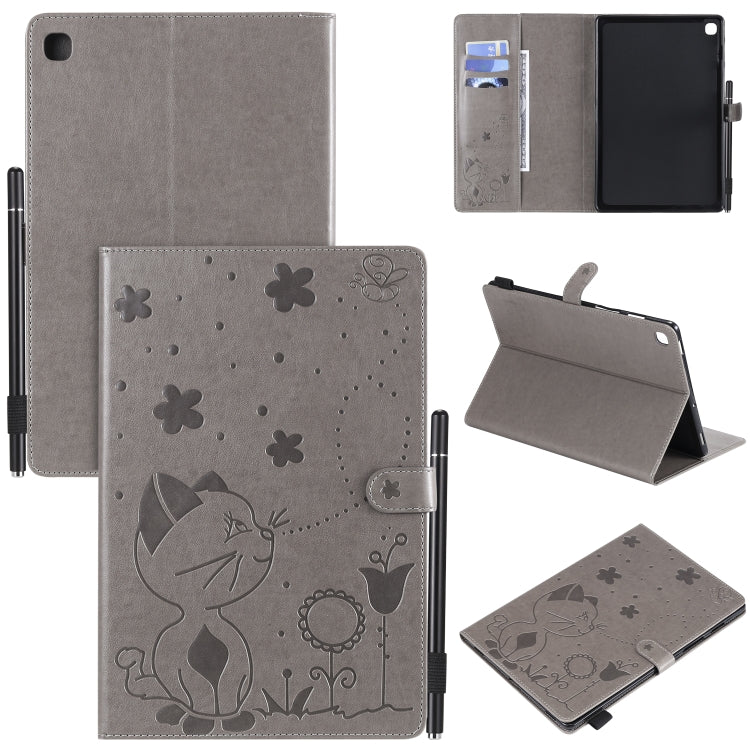 Cat Bee Embossing Pattern Shockproof Table PC Protective Case with Holder & Card Slots & Wallet & Pen Slot & Wake-up / Sleep Function, For Samsung Galaxy Tab A10.5 T590 / T595, For Samsung Galaxy Tab S5e T720 / T725